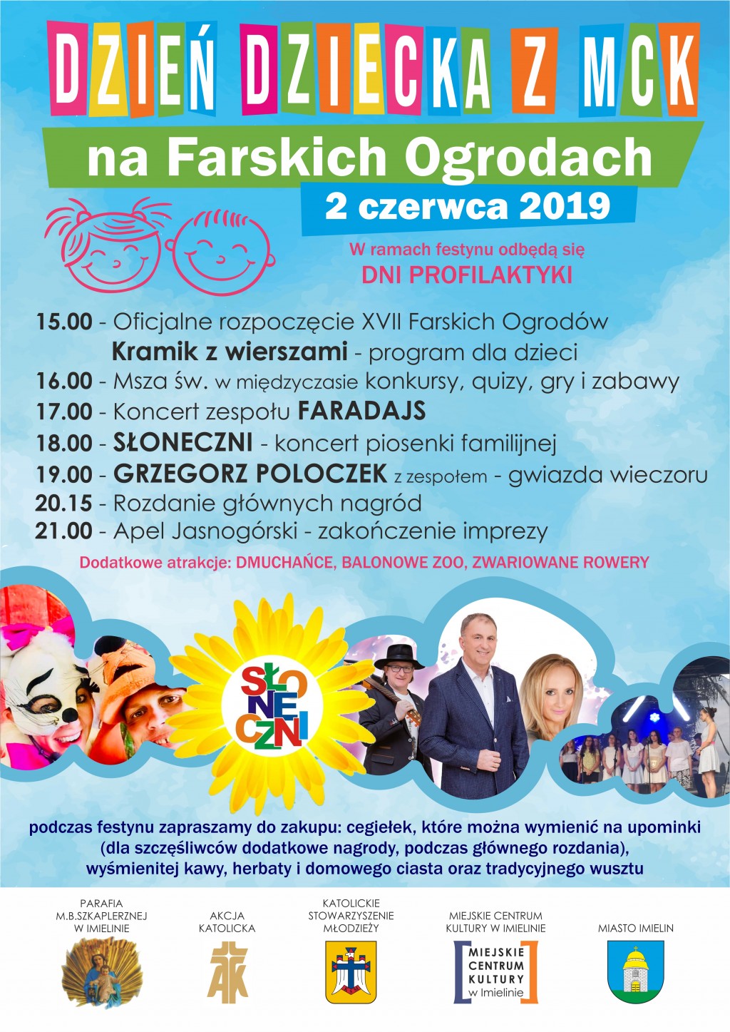 2 czerwca (niedziela) godz. 15.00 Dzień Dziecka z MCK na Farskich Ogrodach