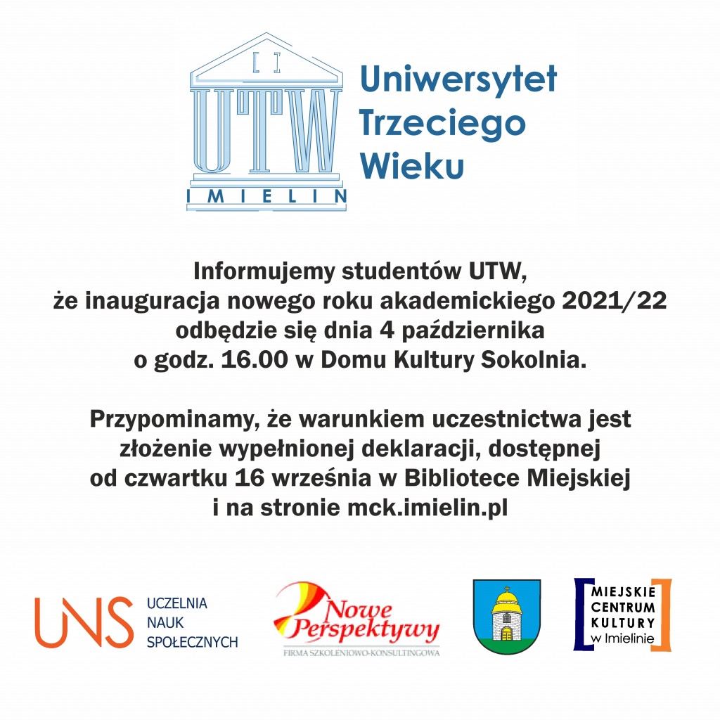 Uniwersytet Trzeciego Wieku - inauguracja nowego roku akademickiego 2021/22
